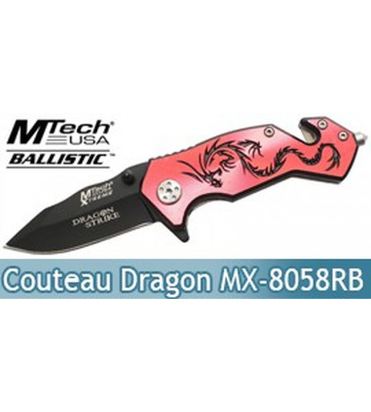 Couteau Dragon Rouge Xtreme Ballistic MX-8058RB