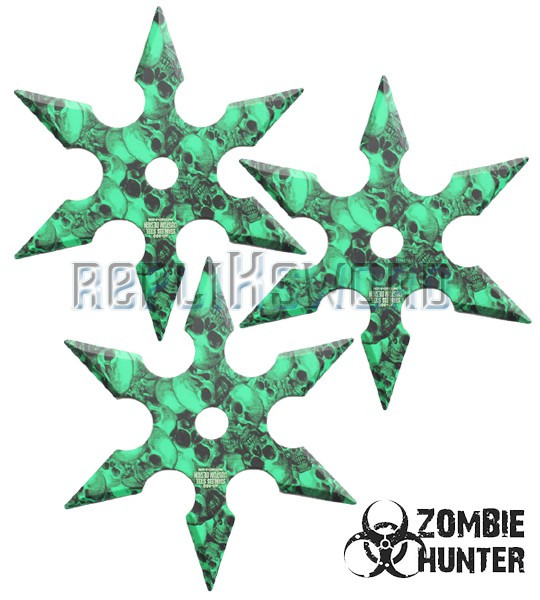 Set 3 Shuriken Zombie Hunter Etoile ZB-039GN Set 3 Shuriken Zombie Hunter Etoile ZB-039GN