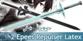 Sword Art Online Epée Kirito Repulser et Elucidator Latex Mousse