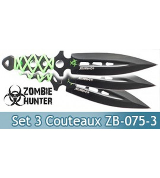 Set 3 Couteaux de Lancer Zombie Hunter ZB-075-3