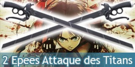 2X Epees Attaque des Titans Epee Mousse Latex Eren Jager