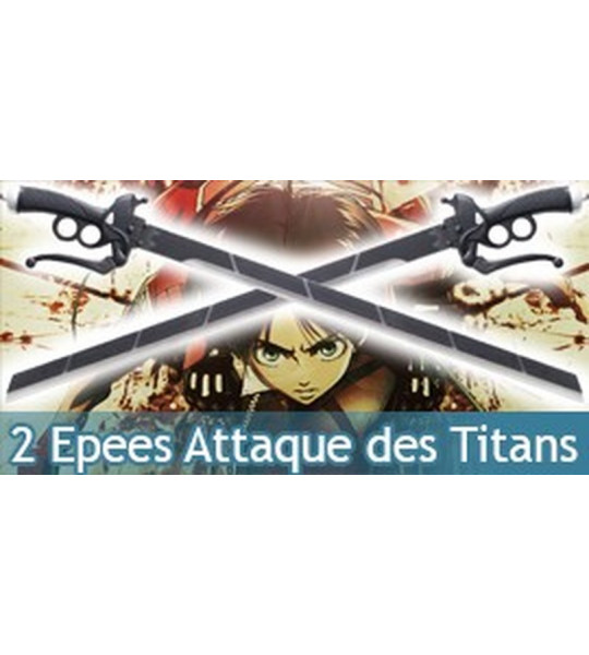 2X Epees Attaque des Titans Epee Mousse Latex Eren Jager