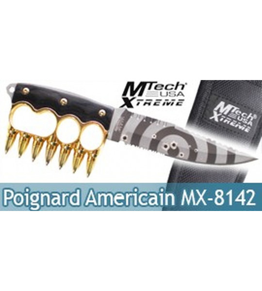 Couteau Poing Americain Poignard Mtech MX-8142GD
