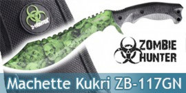 Machette Zombie Hunter Green Kukri Couteau ZB-117GN