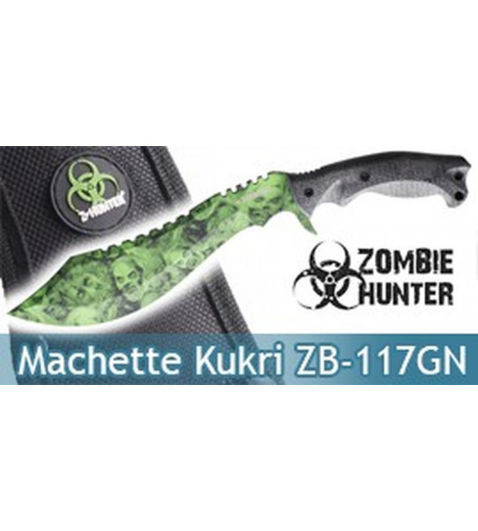 Machette Zombie Hunter Green Kukri Couteau ZB-117GN