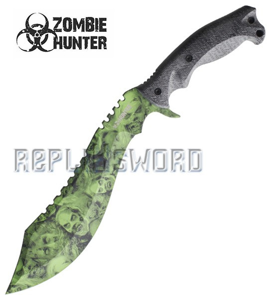 Machette Zombie Hunter Green Kukri Couteau ZB-117GN