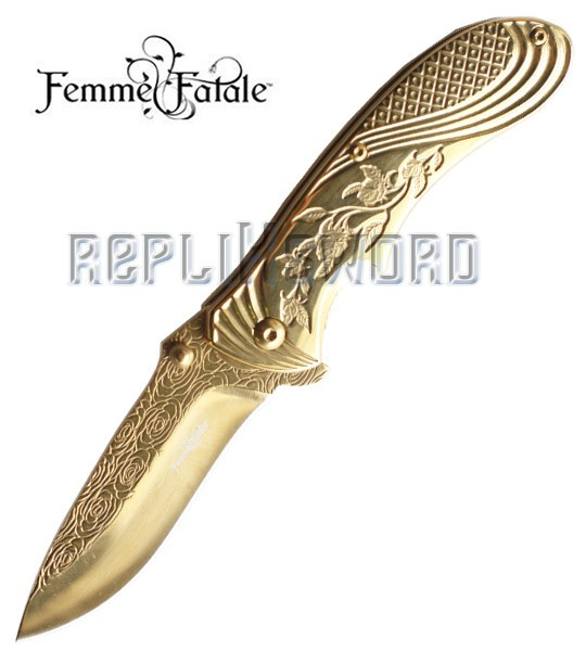 Couteau Pliant Gold Flowers Femme Fatale FF-A008GD Couteau Pliant Gold Flowers Femme Fatale FF-A008GD