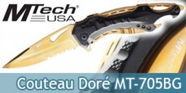 Couteau Pliant Tactique Doré Mtech USA MT-705BG