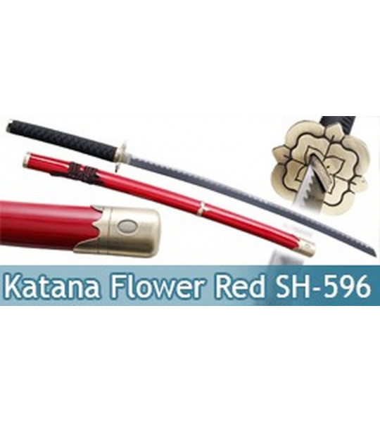 Katana Red Flower Epee Sabre Decoration SH-596