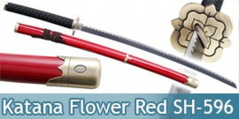 Katana Red Flower Epee Sabre Decoration SH-596