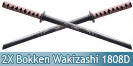 2X Bokken Wakizashi Dragon Sabre Bois Epee 1808D