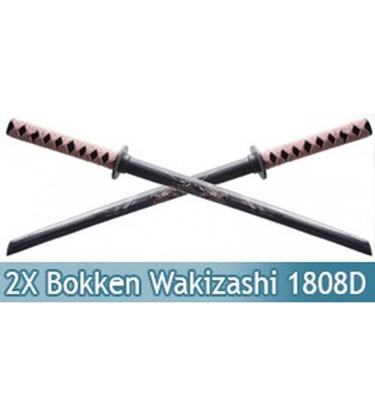 2X Bokken Wakizashi Dragon Sabre Bois Epee 1808D