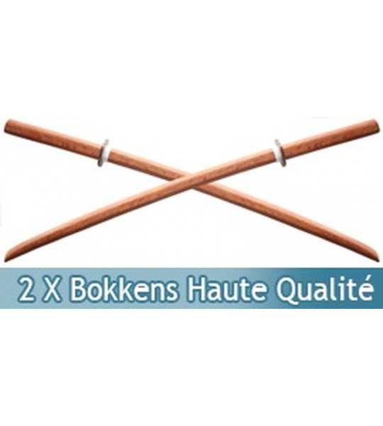 2X Bokkens Haute Qualité Epee en Bois Entrainement