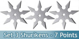 Set 3 Shurikens a Lancer Shinobi Etoile de Jet Ninja 7 points