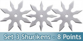 Set 3 Shurikens a Lancer Shinobi Etoile de Jet Ninja 8 points