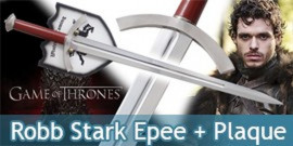 The Game of Thrones Epee Robb Stark Replique + Plaque