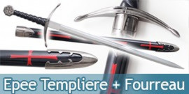 Epee Templiere + Fourreau Black Edition