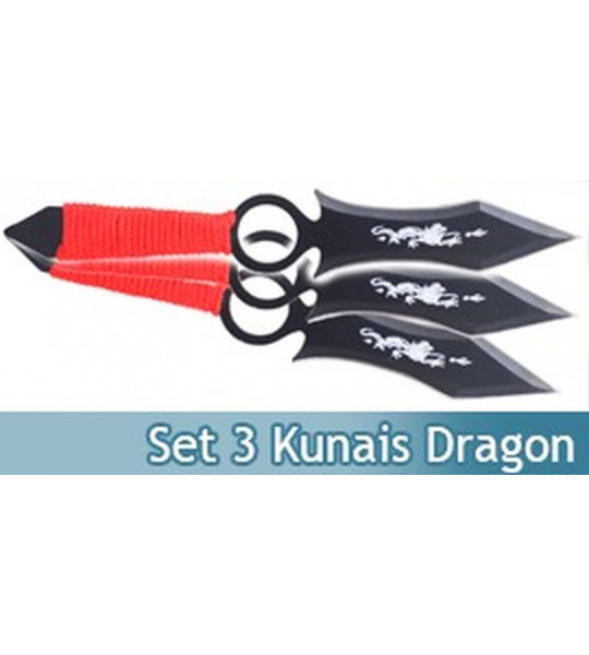 Set 3 Couteaux Dragon Kunais a Lancer Ninja