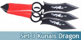 Set 3 Couteaux Dragon Kunais a Lancer Ninja