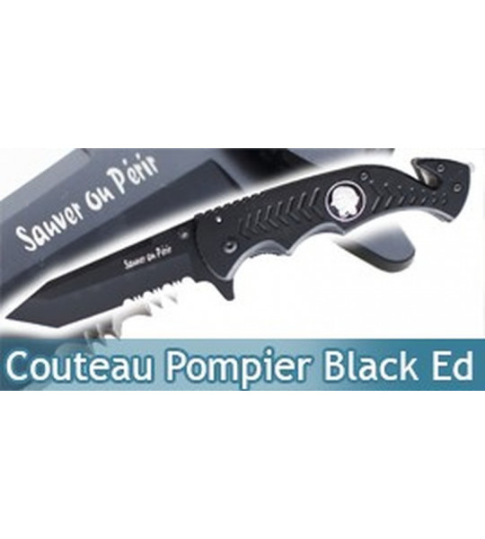 Couteau Pliant Pompier Tactique Black Edition