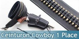 Ceinturon Noir Cowboy Porte Pistolet Balles 1 Place
