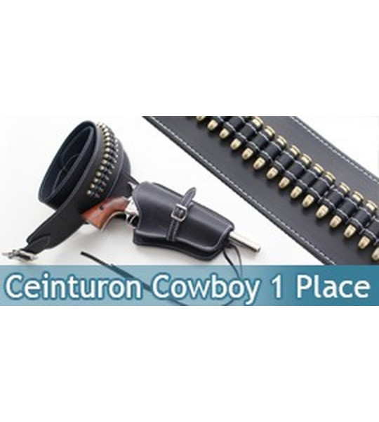 Ceinturon Noir Cowboy Porte Pistolet avec Balles 1 Place