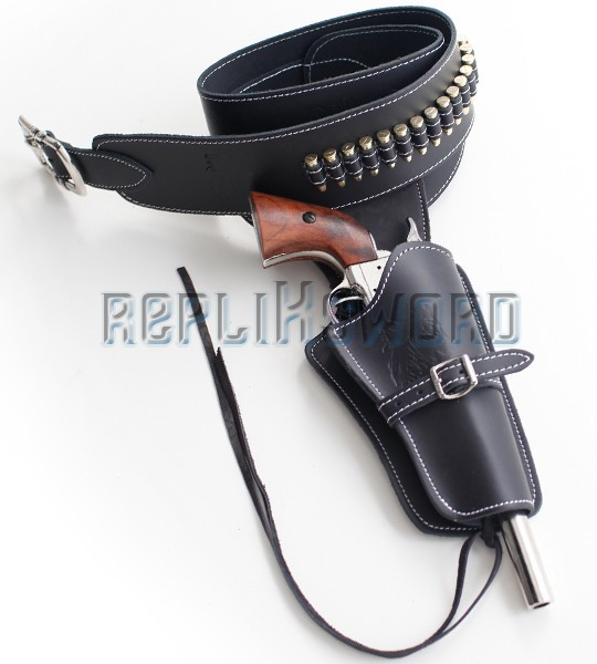 Ceinturon Noir Cowboy Porte Pistolet avec Balles 1 Place