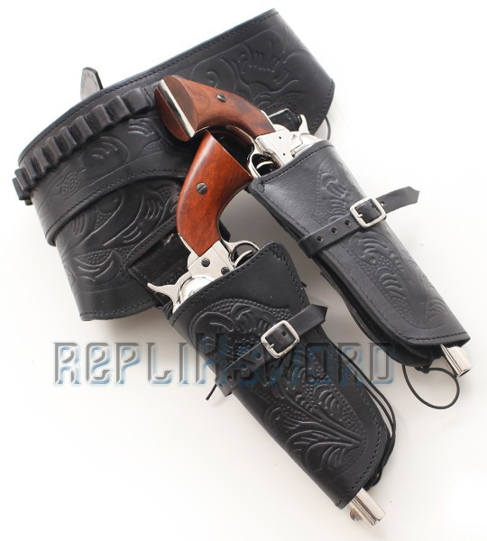 Ceinture de Cowboy Veritable Cuir, Porte Revolver, CE2N - Repliksword