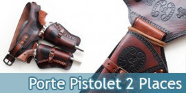 Western Cowboy Porte Pistolet Ceinture 2 Places