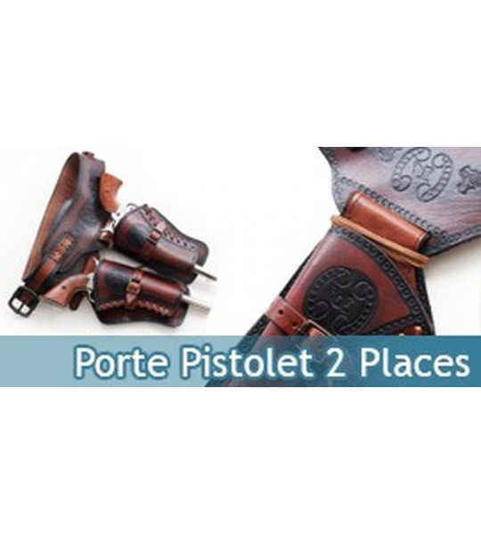 Western Holster Cowboy Porte Pistolet Ceinture 2 Places