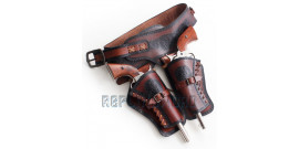 Western Holster Cowboy Porte Pistolet Ceinture 2 Places