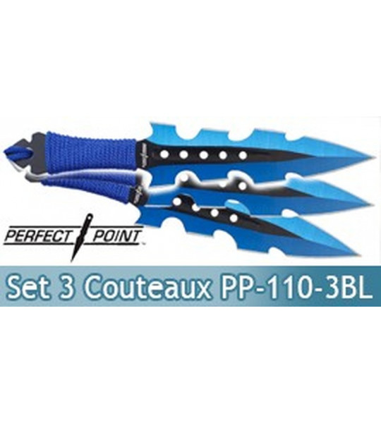 Set 3 Couteaux de Lancer Blue Perfect Point PP-110-3BL
