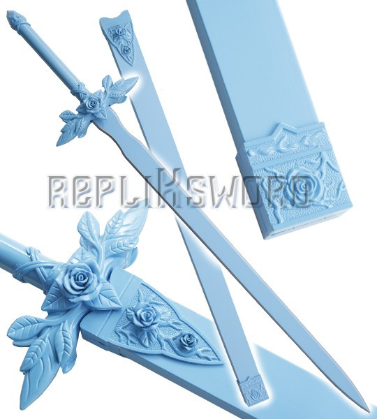 Epee tout en Bois Lame en Bois Blue Flowers JS989WD Epee tout en Bois Lame en Bois Blue Flowers JS989WD