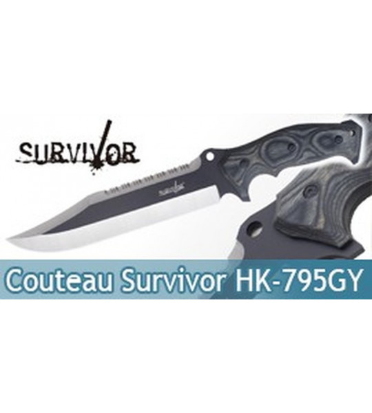 Couteau de Chasse Survivor HK-795GY Chasseur Poignard