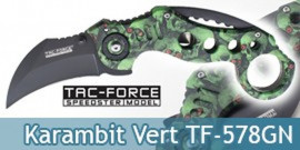 Couteau Karambit Tac Force TF-578GN Couteau de Poche Pliant
