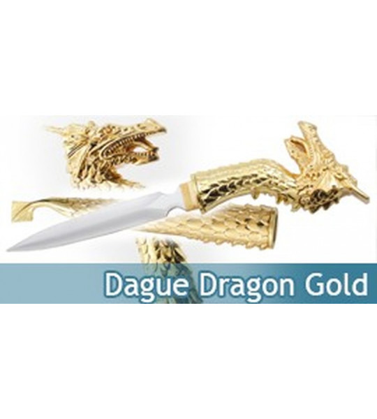 Dague Gold Dragon Poignard Couteau Fantasy
