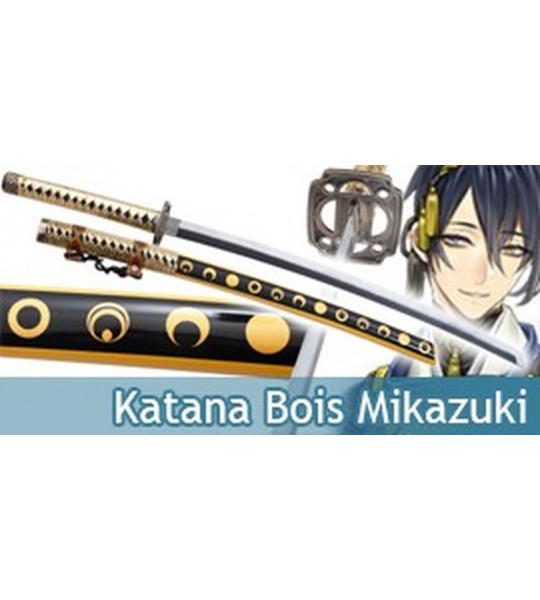 Katana Tout en Bois Lame en Bois Mikazuki Munechika