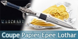 Warcraft Coupe Papier Epee Lothar avec Support et Bouclier