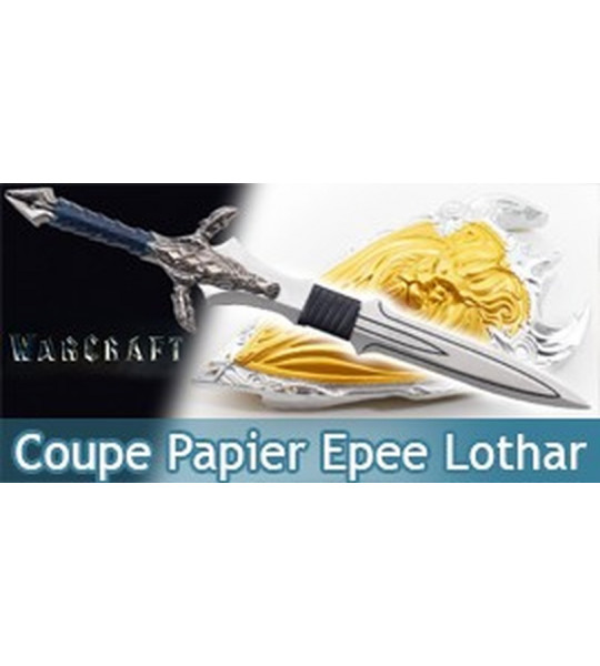 Warcraft Coupe Papier Epee Lothar avec Support et Bouclier