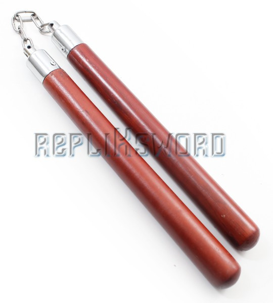 Nunchaku Entrainement en Bois Arts Martiaux Chaine Acier Nunchaku Entrainement en Bois Arts Martiaux Chaine Acier