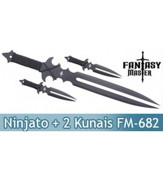 Ninjato Double Lame Epee + 2 Kunais Ninja FM-682