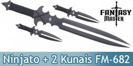 Ninjato Double Lame Epee + 2 Kunais Ninja FM-682