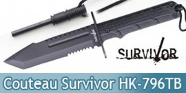 Couteau de Chasse Survivor Poignard HK-796TB Black Edition