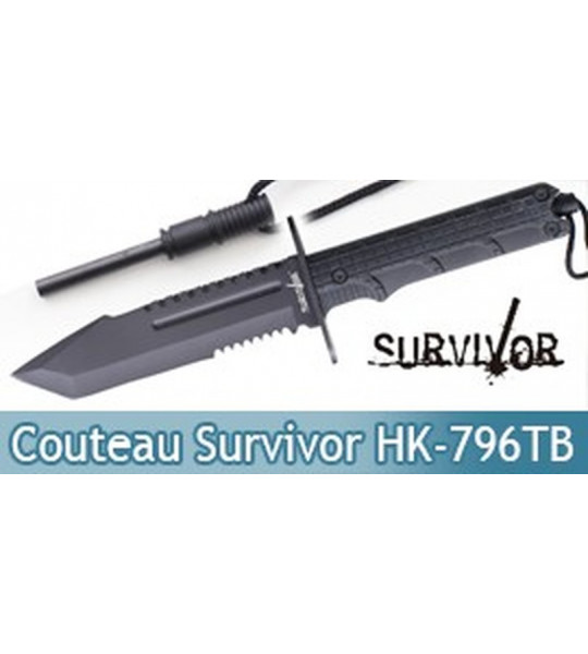 Couteau de Chasse Survivor Poignard HK-796TB Black Edition