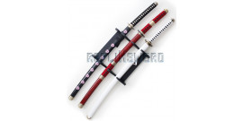 Lot 3 Katanas Tout en Bois One Piece Epees + Support 3 Places