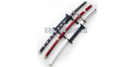 Lot 3 Katanas Tout en Bois One Piece Epees + Support 3 Places