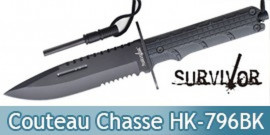 Couteau de Chasse Survivor Poignard HK-796BK Black