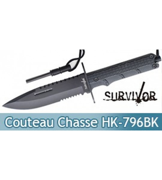 Couteau de Chasse Survivor Poignard HK-796BK Black