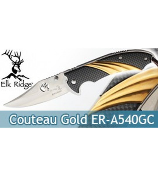 Couteau Pliant Gold Carbone Chasseur Elk Ridge ER-A540GC