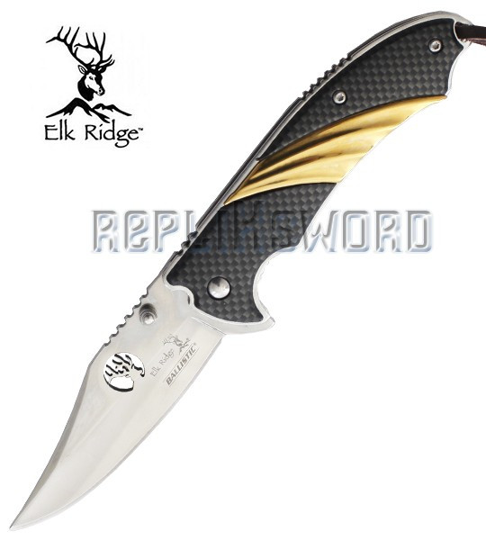 Couteau Pliant Gold Carbone Chasseur Elk Ridge ER-A540GC